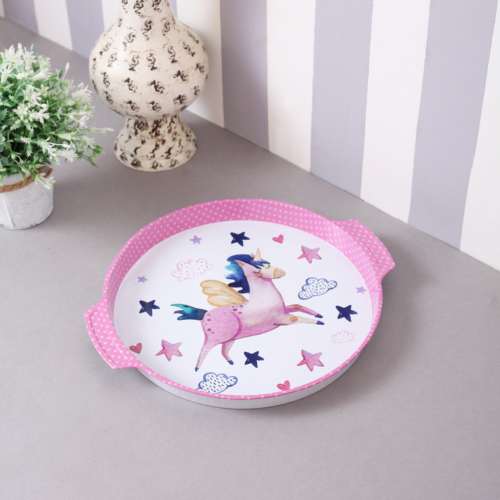 Round Star Unicorn Metal Tin Tray