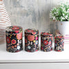 Long Floral Storage Tins - Black (Set Of 4)