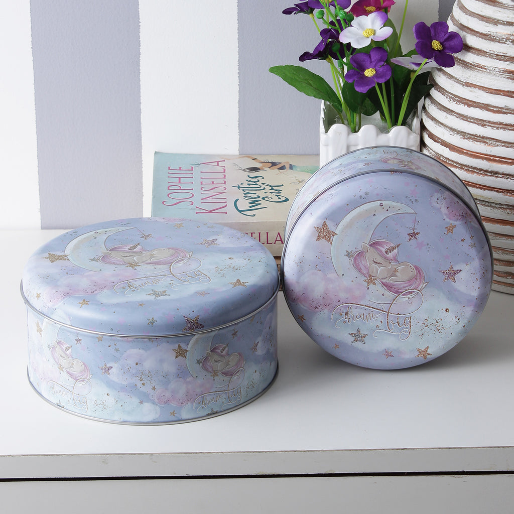 Round Sweet Dreams Unicorn Metal Tins (Set Of 2)