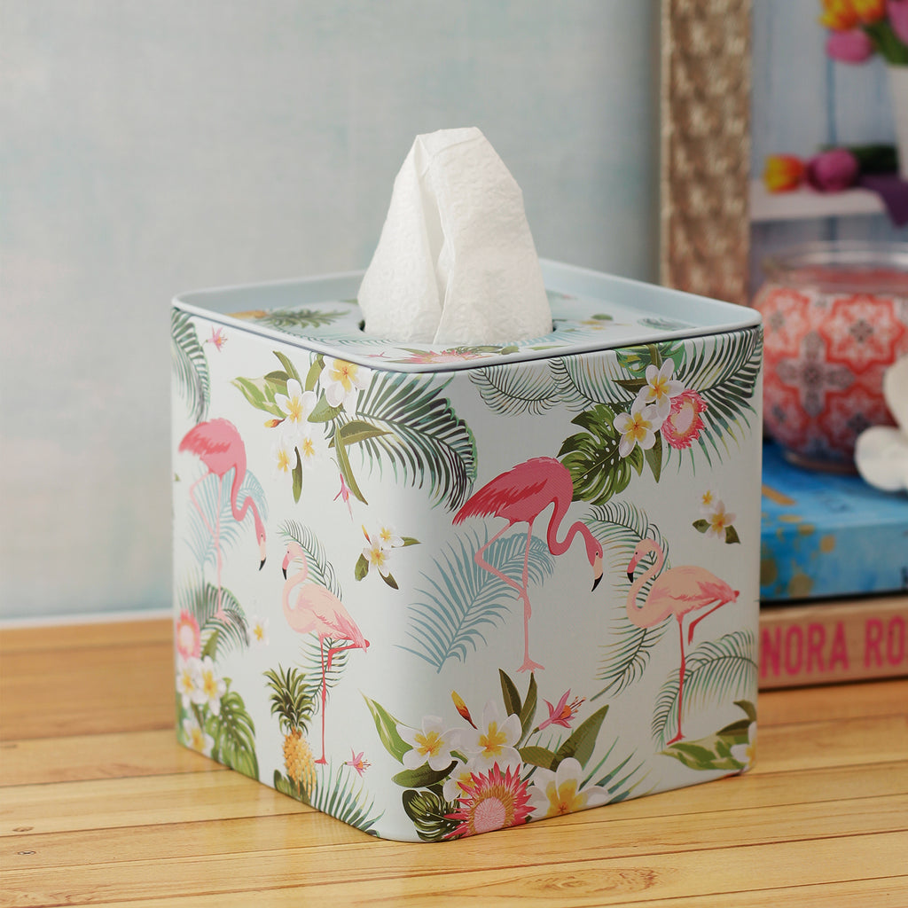 Forest Flamingo Tissue Box - Square