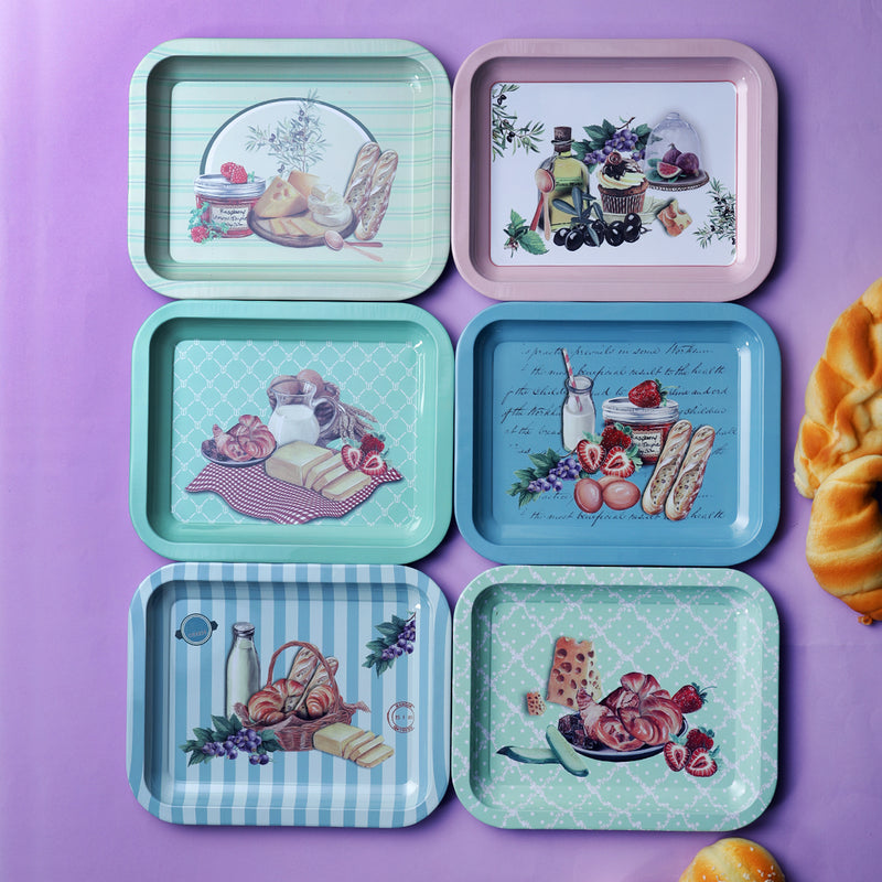 Vintage Picnic Basket Mini Serving Trays (Set of 6)