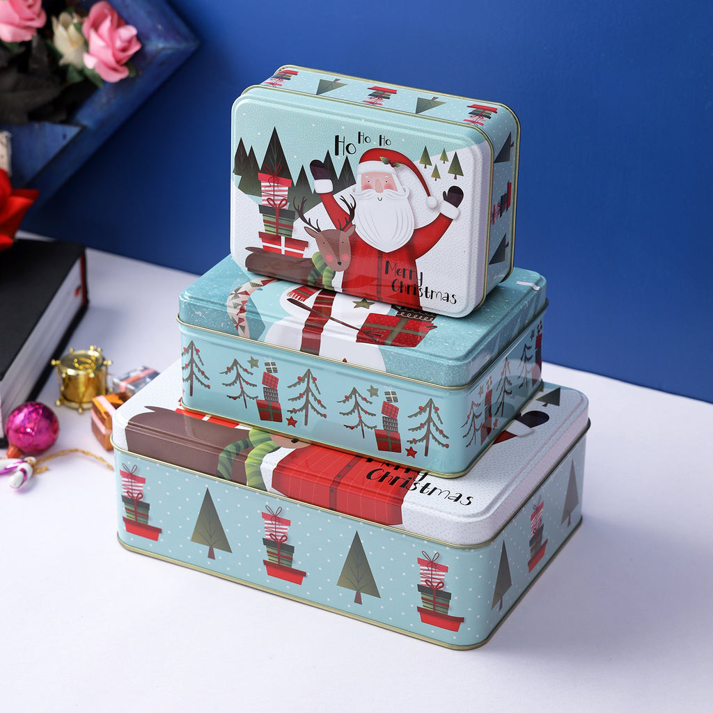 Joyful Santa Rectangle Box (Set Of 3)