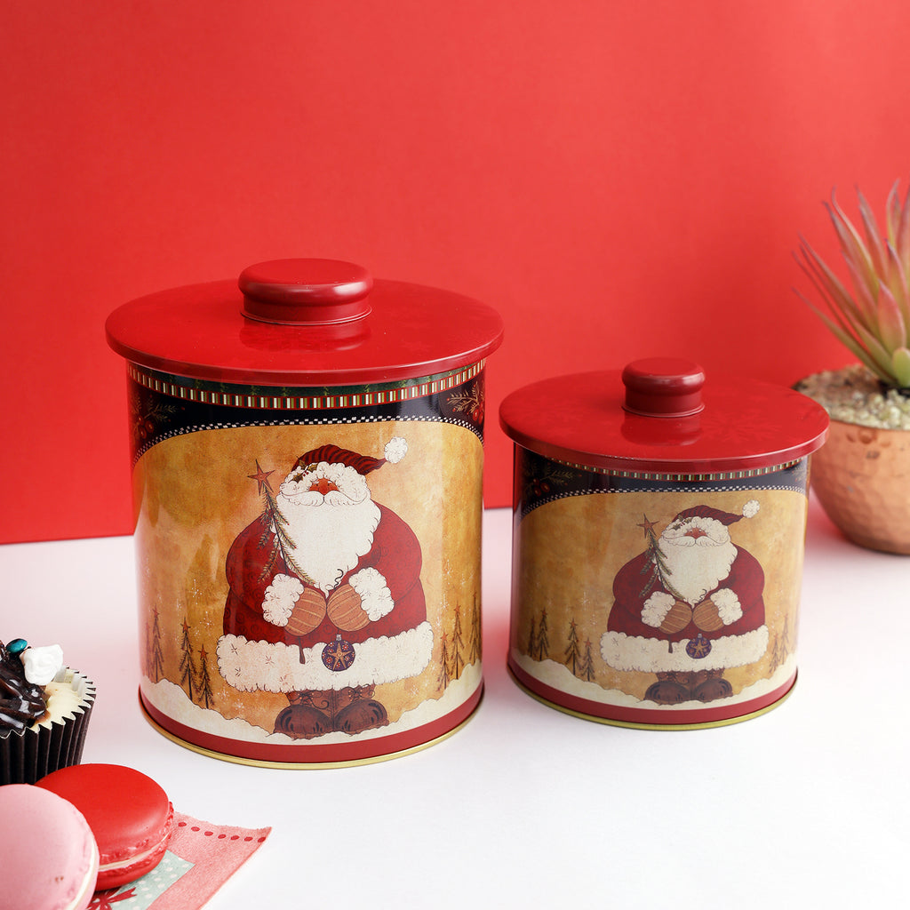 Fat Santa Claus Canisters (Set Of 2)