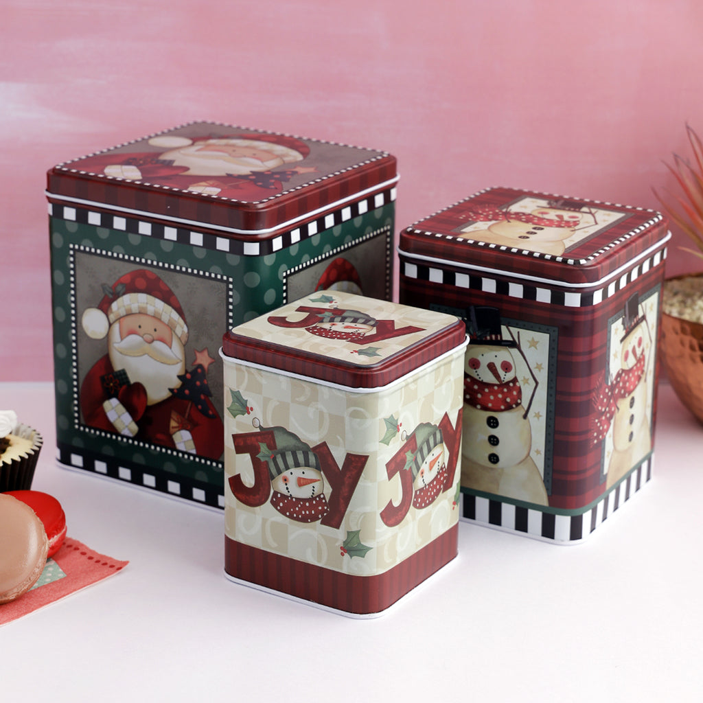 Retro Santa & Snowman Box (Set Of 3)