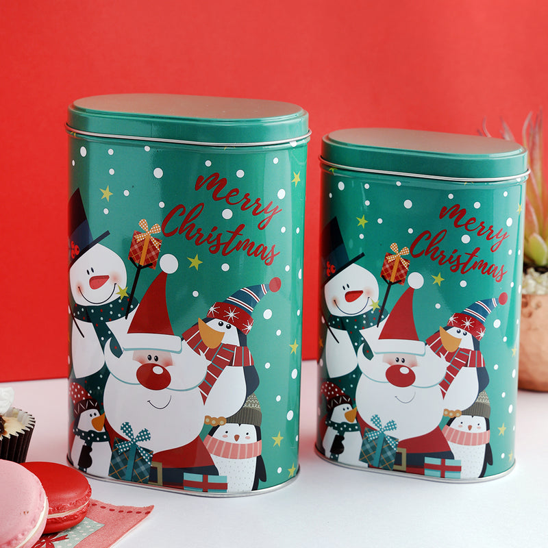 Santa & Friends Tall Storage Box (Set Of 2) - Green