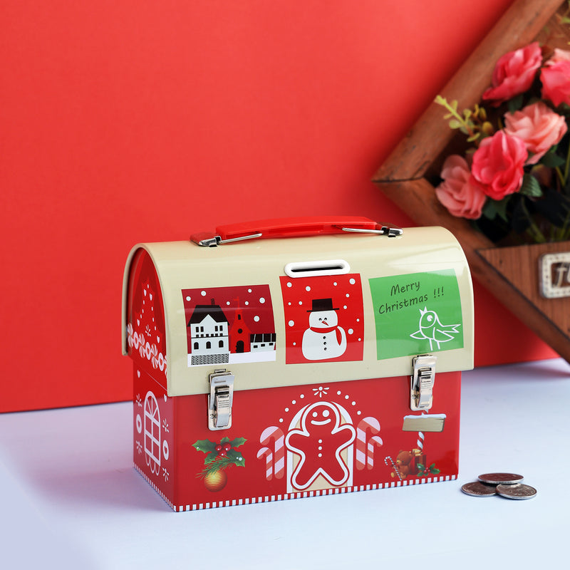 Merry Christmas Trunk Box Piggy Bank - Red