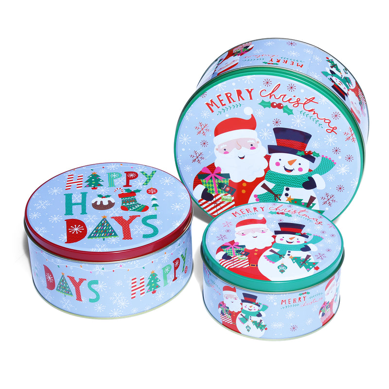 Happy Holidays Round Storage Box (Set of 3)
