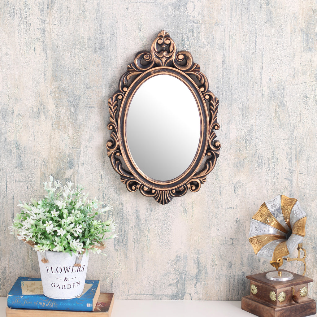 Copper Oval Abstract Border Mirror