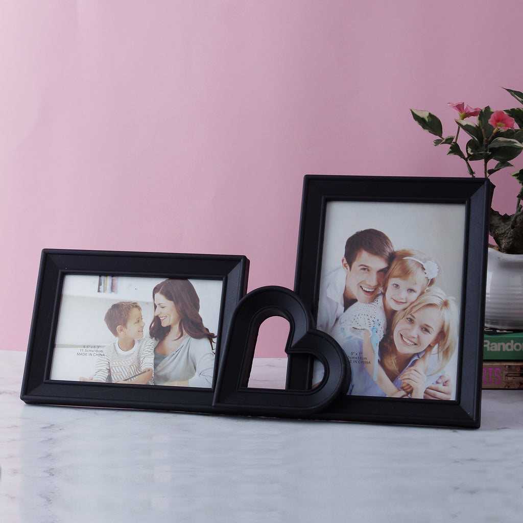 Black Heart 2-Picture Photo Frame