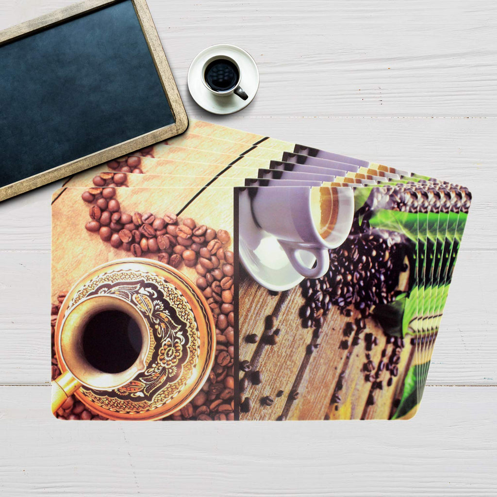 Coffee Spoons Design Table Mat Set (Set Of 6)