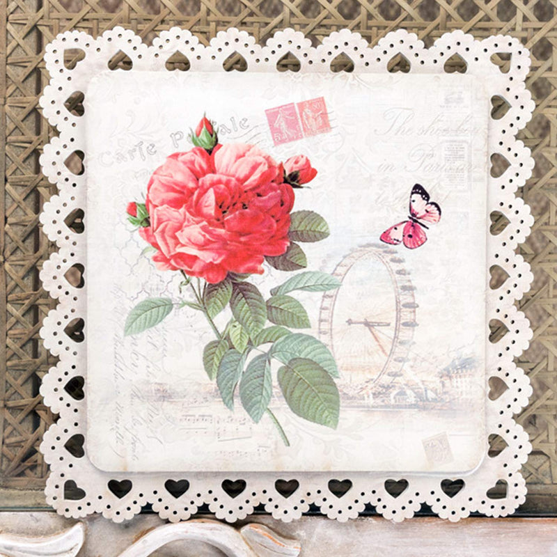 Red Rose With London Eye Square Trivet