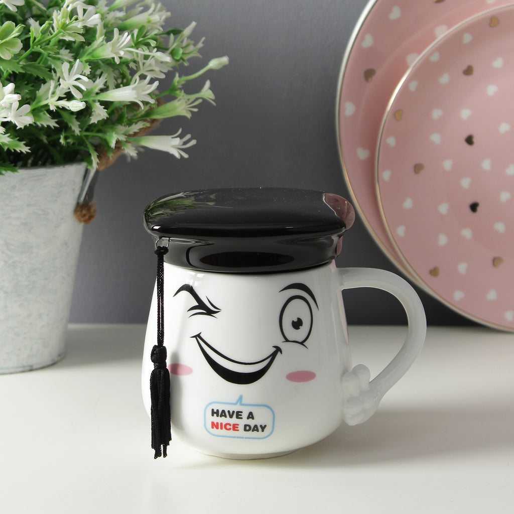 Graduation Cap Lid Mug - Black