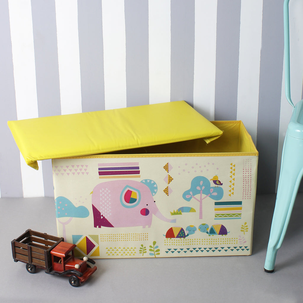 Cute Elephant Foldable Yellow Storage Box